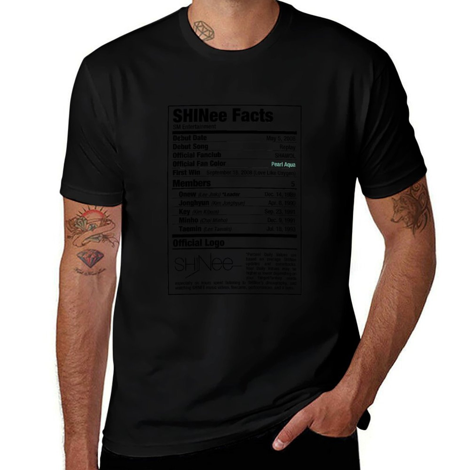 T Nutrition Fitness - Kaos SHINee Kpop Nutritional Facts untuk