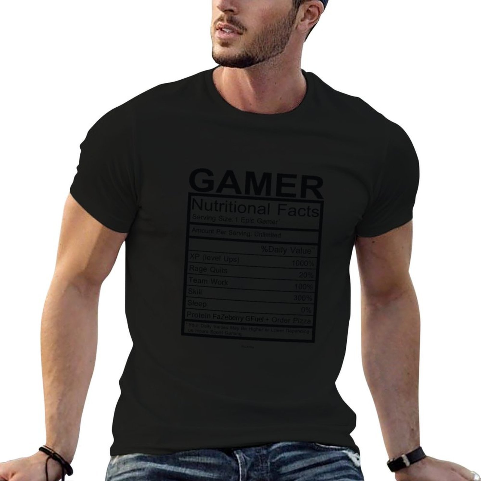 T Nutrition Fitness - T-Shirt Bagan Fakta Nutrisi Gamer, Atasan