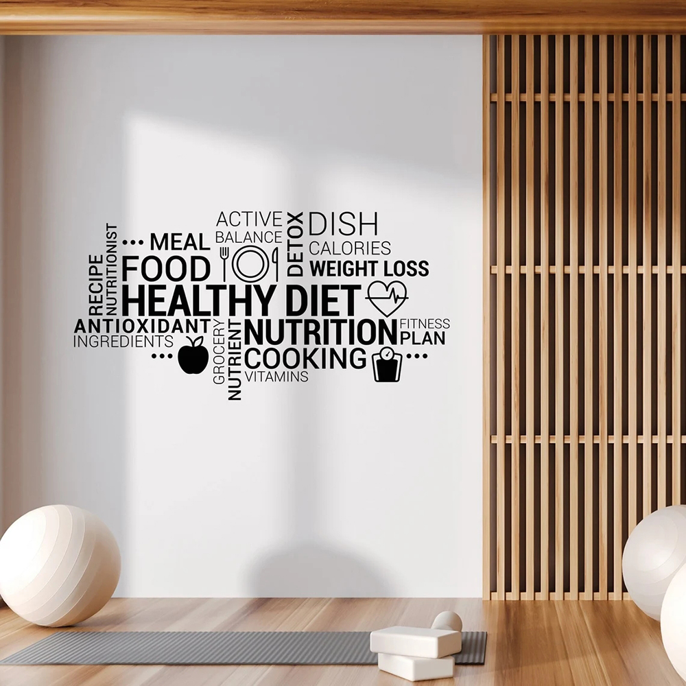 Nutrition Fitness Gym - Stiker Dinding Vinil Makan Sehat Inspirasi