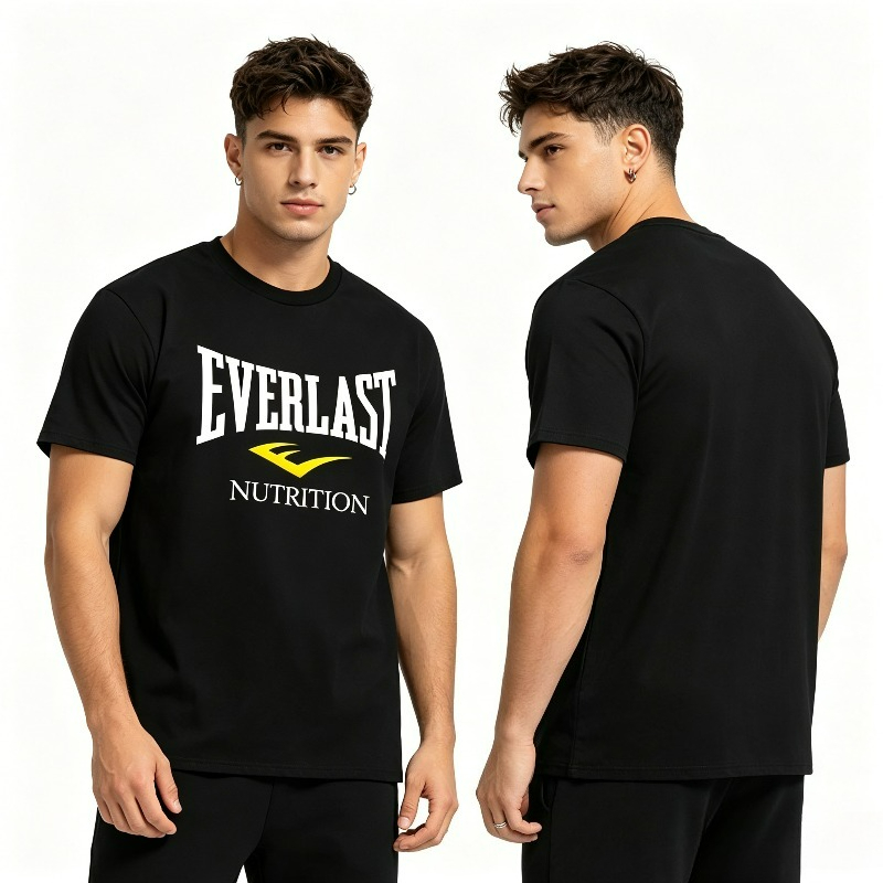 T Nutrition Fitness - Kaos Pria Hitam Putih Everlast Nutrition